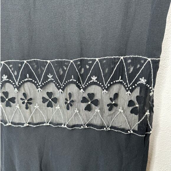Vintage Max Studio Special Edition Black Ivory Sheer Silk Embroidered Dress S - Picture 10 of 15